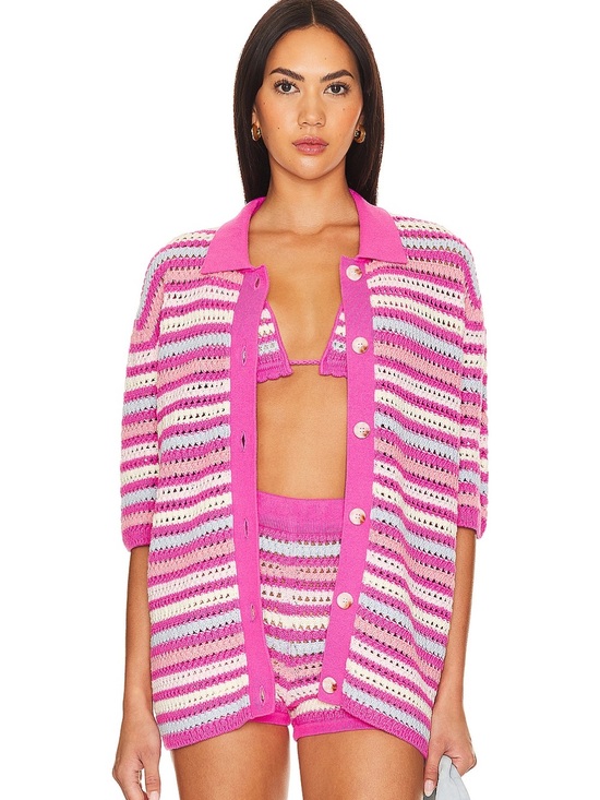 Lovers + Friends Sweaters - Lovers + Friends Lucia Cardigan and Lucia Short in Pink & Blue Multi
